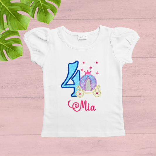 Personalised Princess Carriage Birthday T-shirt.