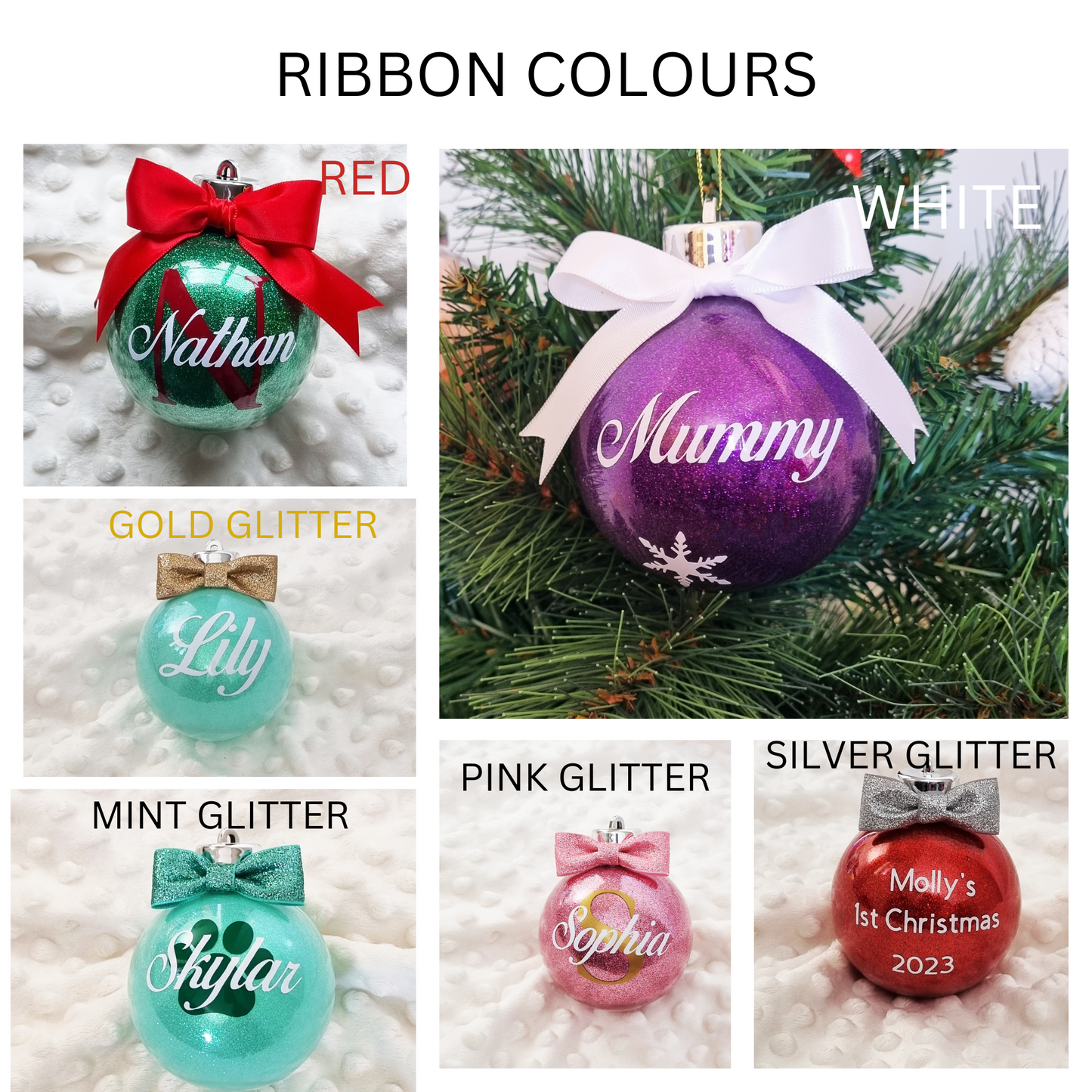 Personalised Glitter Shatterproof Christmas Bauble