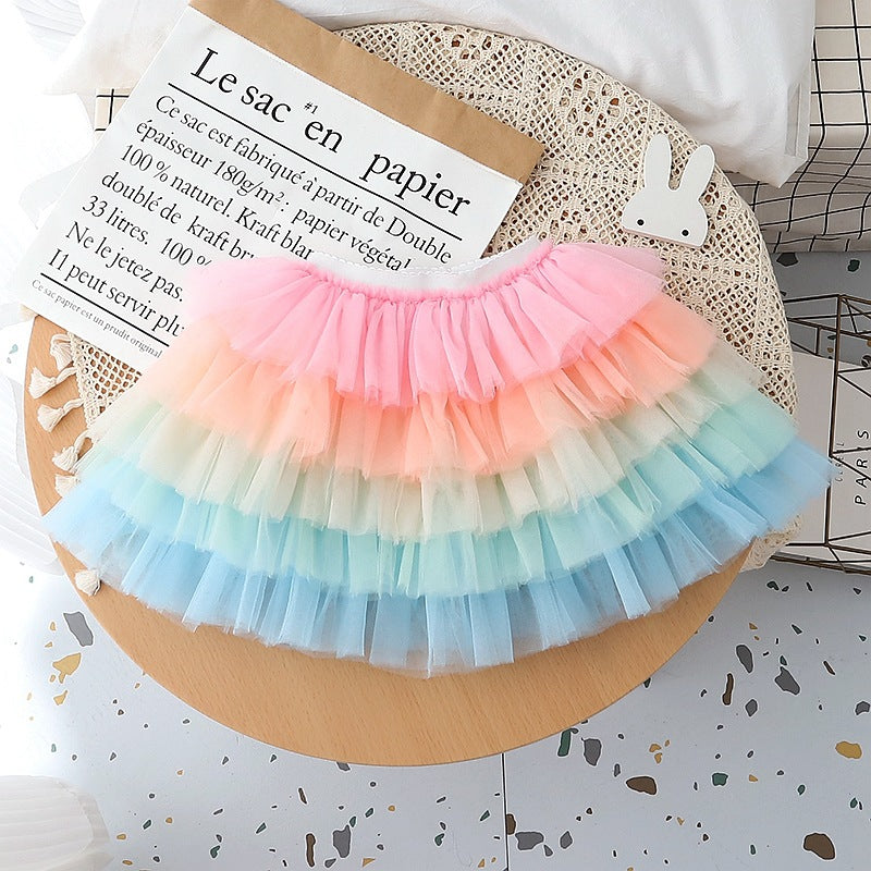 Girls Rainbow multi-layered Pleated Tutu Skirts