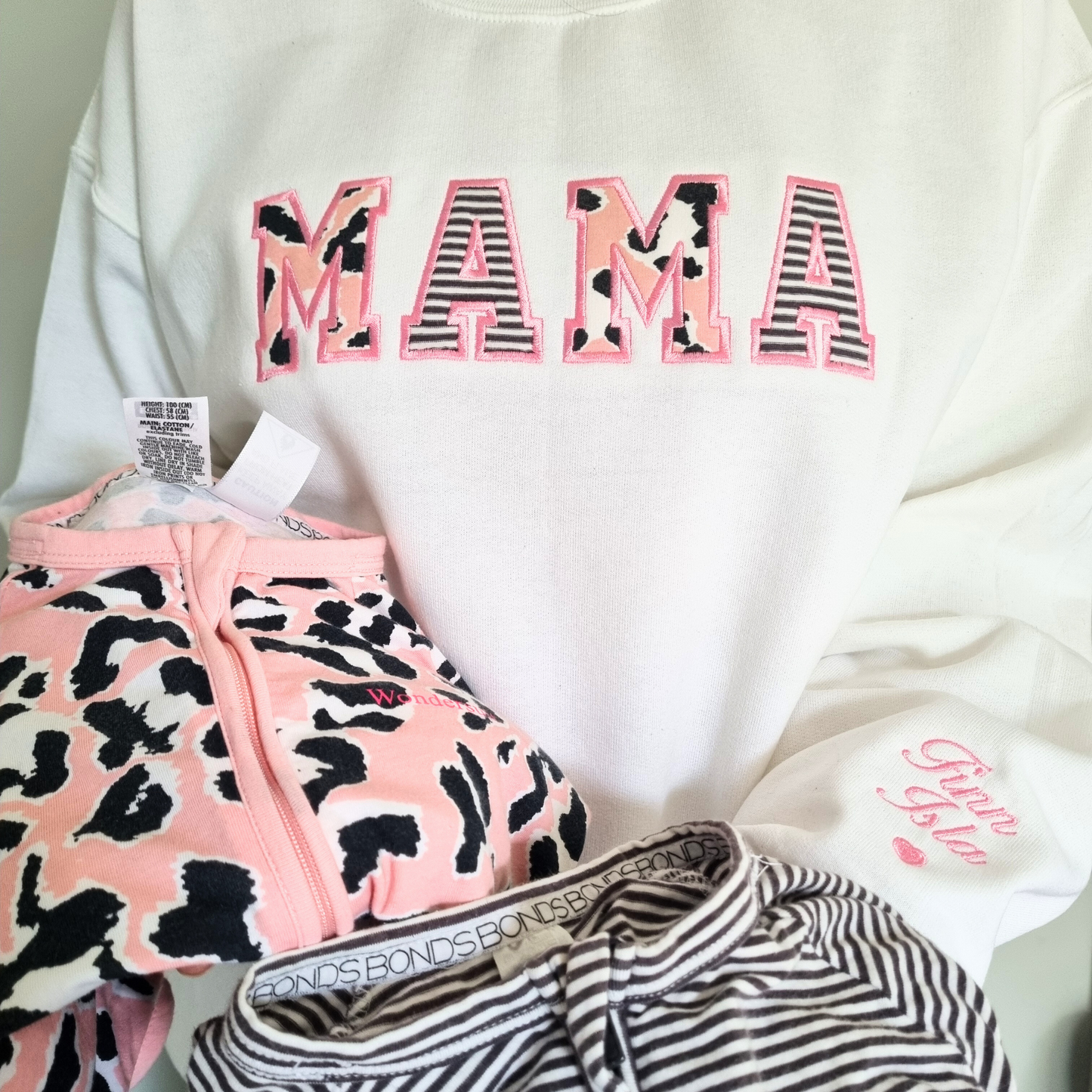 MAMA Keepsake Sweatshirt with Baby Clothes