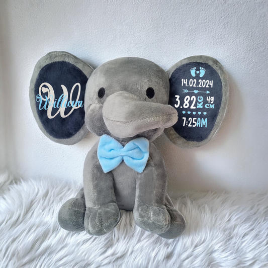 Custom Grey Elephant Birth Announcement.
