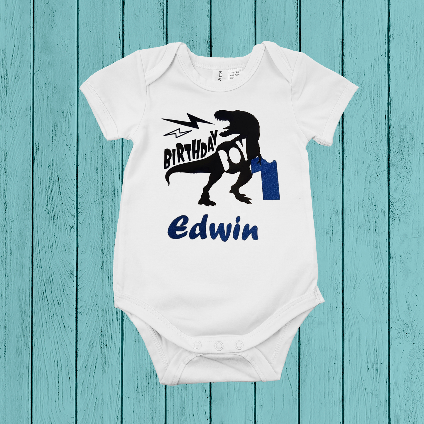 Personalised Dinosaur 1st Birthday Boy Onesie (HTV)