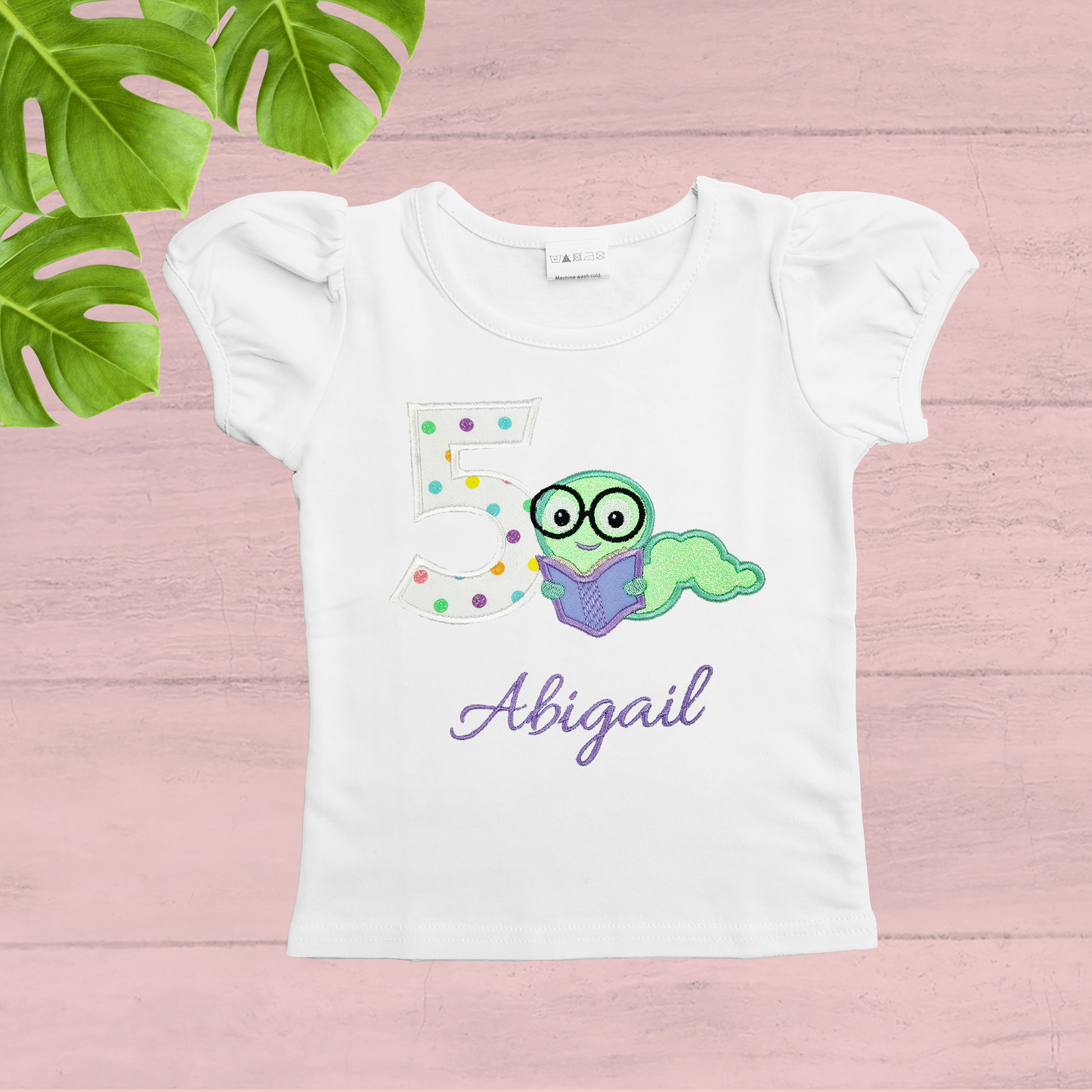 Glitter Green Bookworm Birthday T-shirt